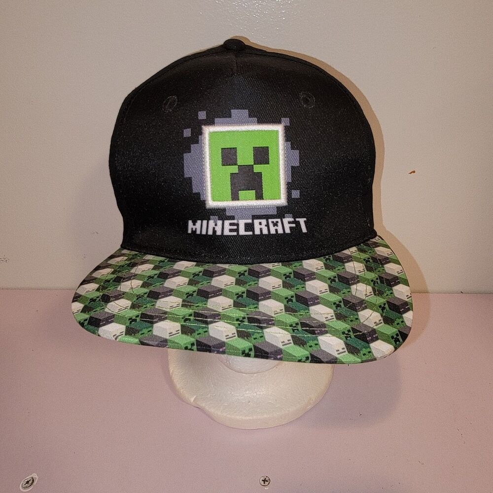 Minecraft Creeper  Baseball Cap Hat YOUTH Size OSFM Black Green